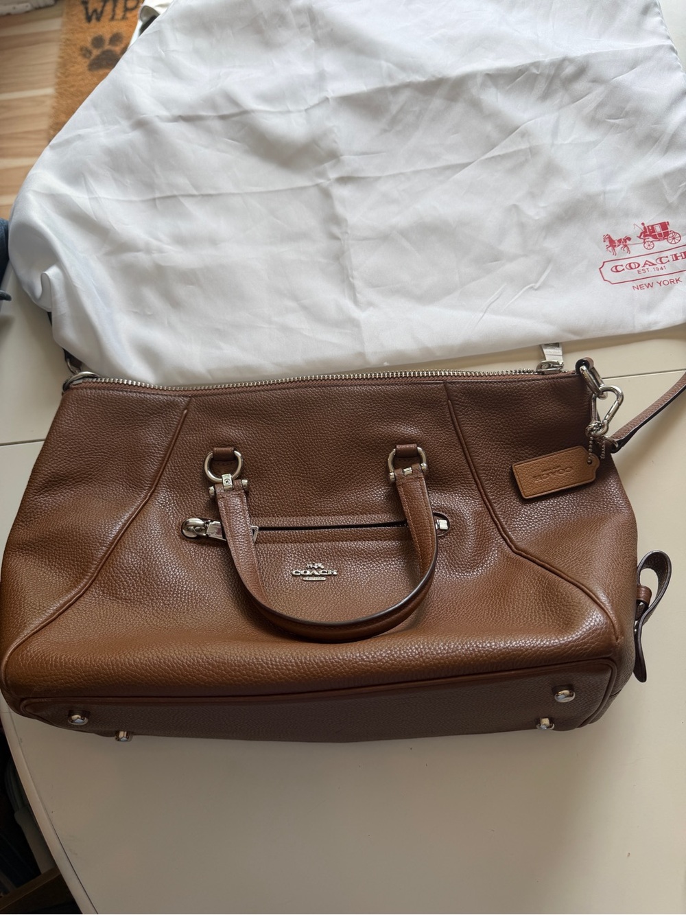 Coach Prairie satchel SaddleTan Pebble leather with dust bag